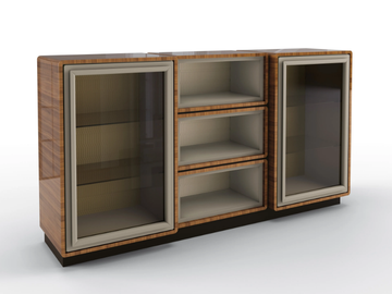 DEDALO - Modular sideboard in walnut with glass hinged door by BRUNO ZAMPA - view 3